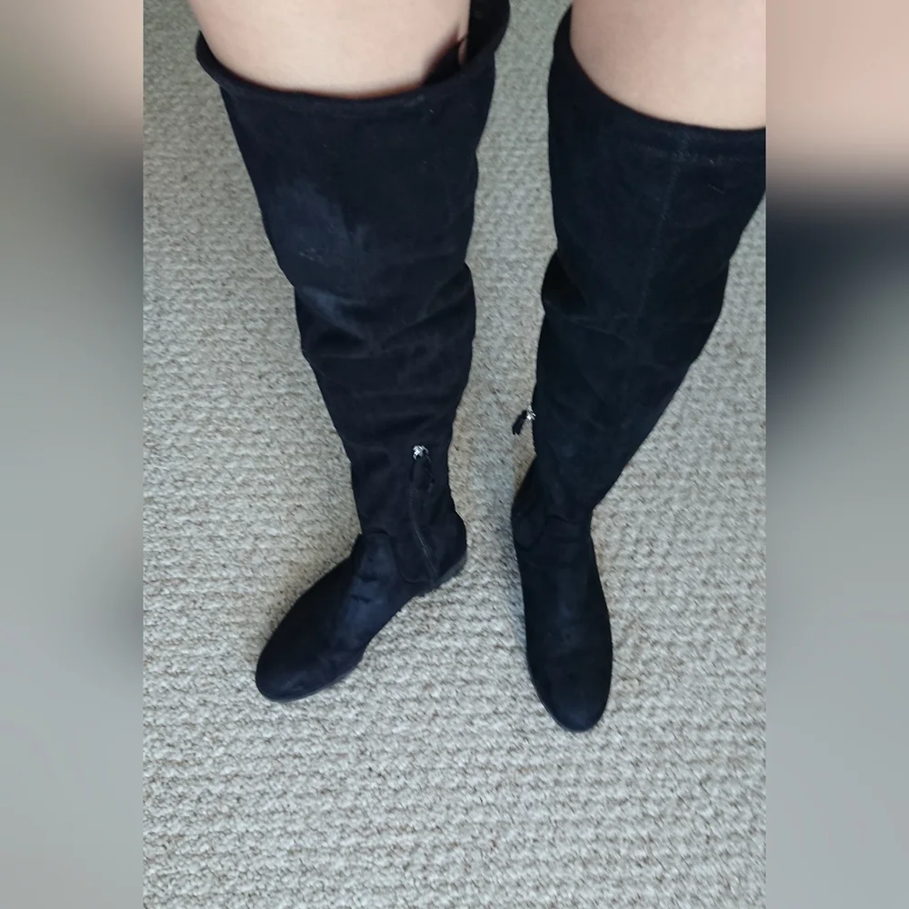 Zara Basic Collection Black faux suede Over-the-Knee Boots size 6.5